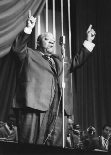 Jimmy Rushing and the Basie Band; with Frank Wess, London, 1963. Creator: Brian Foskett.
