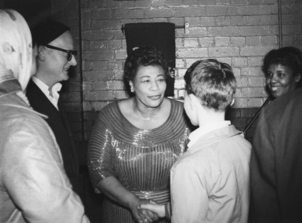 Ella Fitzgerald with Max Jones, London, 1961. Creator: Brian Foskett.