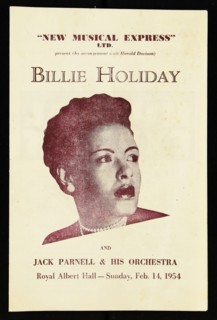 Programme for Billie Holiday and Jack Parnell & His Orchestra, Royal Albert Hall - February 1954. Creator: Unknown.