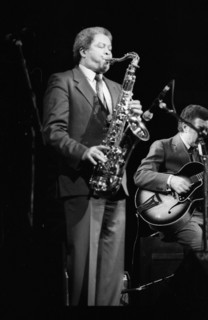 Frank Foster and Kenny Burrell, Dominion Theatre, London, Nov 1985. Creator: Brian O'Connor.