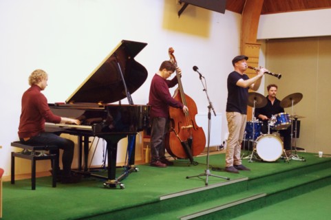Adrian Cox Simon Read Joe Webb, Adrian Cox Quartet, Loughton Methodist Church, Essex, 28 Sept 2019. Creator: Brian O'Connor.