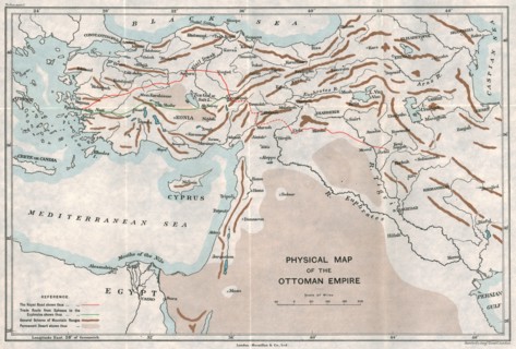 'Physical Map of the Ottoman Empire', c1915. Creator: Unknown.