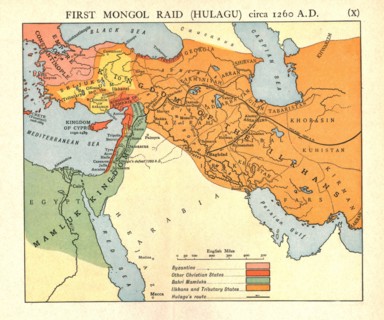 'First Mongol Raid (Hulagu), circa 1400 A.D.', c1915.  Creator: Emery Walker Ltd.
