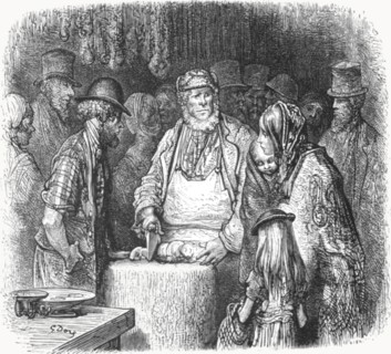 'The Butcher - Newport Market Alley', 1872.  Creator: Gustave Doré.