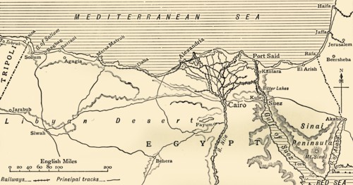 'Map illustrating the Campaigns in Egypt from February, 1915, to May, 1916', .  Creator: Unknown.
