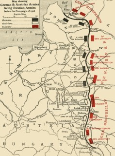 'Map showing German & Austrian Armies facing Russian Armies before the Campaign of 1916', (c1920). Creator: Unknown.