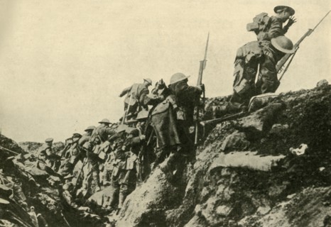 '"Over the Top": Canadian troops leaving their trenches...', First World War, c1916, (c1920).  Creator: Unknown.