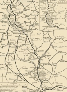 'Map illustrating the German Retirement after the Battle of the Somme', (c1920). Creator: Unknown.