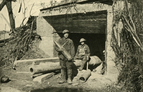 '....a captured 8-inch naval gun in its concrete emplacement', First World War, c1917, (c1920). Creator: Unknown.