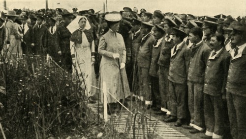Queen Mary in northern France, First World War, July 1917, (c1920). Creator: Unknown.