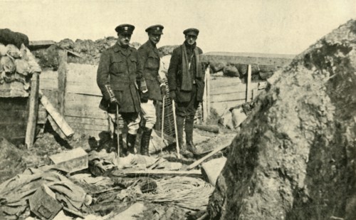 'Inspecting One of the German Trenches after its Capture', First World War, 1917, (c1920). Creator: Unknown.