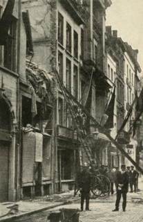 Bomb damage in Antwerp, Belgium, First World War, 1914, (c1920). Creator: Unknown.