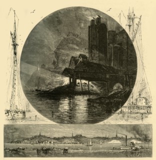 'Poughkeepsie, and its Founderies at Night', 1874.  Creator: Harry Fenn.