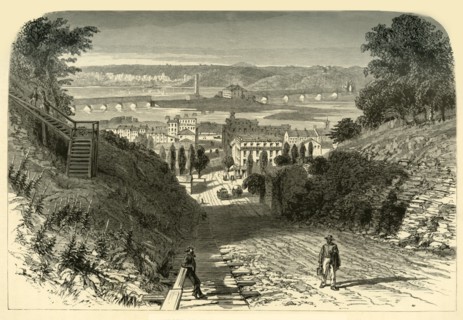 'Bridges on the Mississippi, at Dubuque', 1874.  Creator: John Filmer.