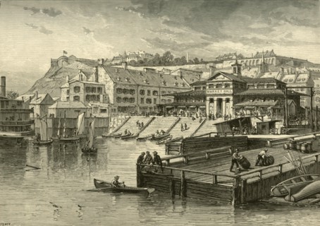 'Market-Hall and Boat-Landing, Quebec', 1874. Creator: John Filmer.