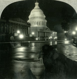 'The Dazzling Dome of the Capitol on a Rainy Night, Washington D.C.', c1930s. Creator: Unknown.