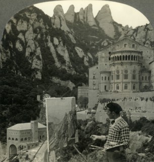 'Monastery of Monsterrat Where Tradition Locates Castle of Knight or the Holy Grail - near Barcelona Creator: Unknown.