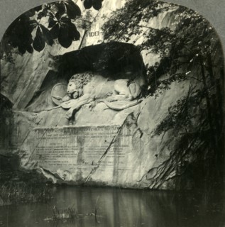 'The Lion of Lucerne, a Memorial Statue in Living Stone, Switzerland', c1930s. Creator: Unknown.