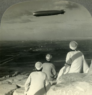 'The Graf Zeppelin's Rendezvous with the Eternal Desert and Pyramids of Giza', c1930s. Creator: Unknown.