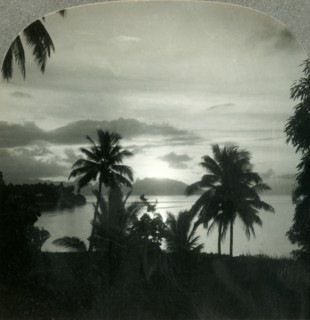 'Sunset behind Moorea, Seen from Papeete, Island of Tahiti', c1930s. Creator: Unknown.