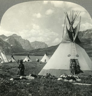 'In the Village of Blackfeet Indians near St. Mary's Lake, Glacier National Park, Montana', c1930s. Creator: Unknown.