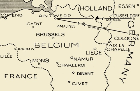 'The Route of the Airmen Who Raided Dusseldorf and Cologne', 1915. Creator: Unknown.