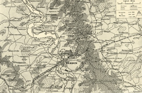'Large Scale Map of First Phase of the Struggle for Verdun', 1916. Creator: Unknown.