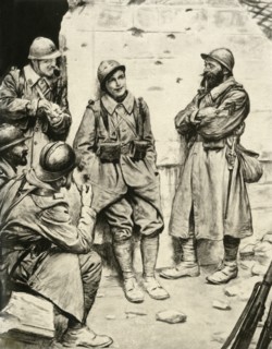 'A French Recruit Among the Veterans', 1917. Creator: Unknown.