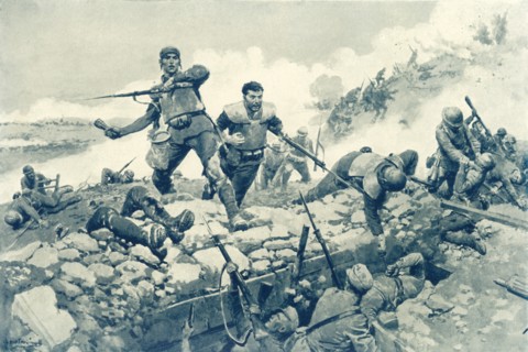 'Italian Soldiers Equipped with Breast-plates', 1917. Creator: Unknown.
