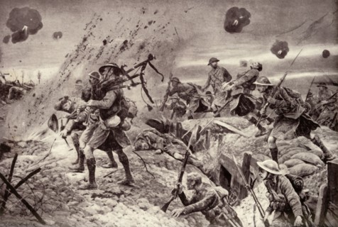 The Campbells are Coming! Brave Pipers Playing Highland Regiments to Victory', 1917. Creator: Unknown.