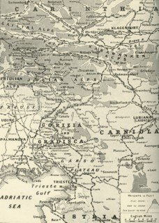 'Area of General Cadorna's Triumph on the Lower Isonzo', 1917. Creator: Unknown.