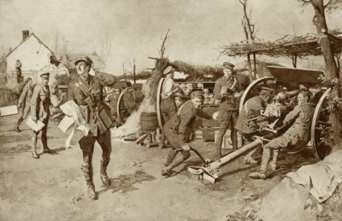 'With a British Battery at the Front', 1916. Creator: Unknown.