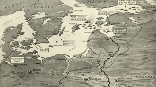 'Map indicating the Position of the Allied Naval Victory in the Baltic', 1916. Creator: Unknown.