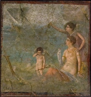 Ariadne and Theseus , 1st H. 1st cen. AD. Creator: Roman-Pompeian wall painting.