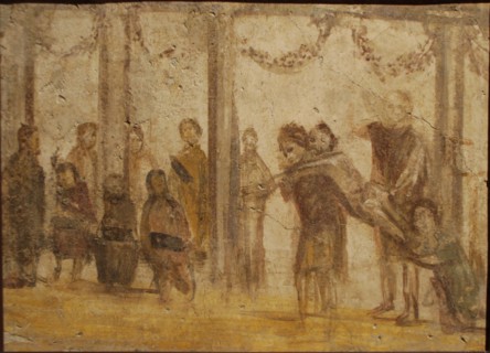 The Punishment of a Pupil. Fresco from the house of Julia Felix, 1st century. Creator: Roman-Pompeian wall painting.