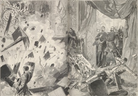 Emperor Alexander II after the explosion, evening of February 17, 1880.  Creator: De Haenen, Frédéric (1853-1928).
