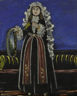 Woman wearing a Lechaki (silk veil). Creator: Pirosmani, Niko (1862-1918).