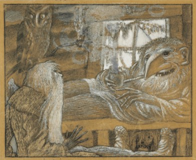 The peasant and the domovoy , 1922. Creator: Chekhonin, Sergei Vasilievich (1878-1936).