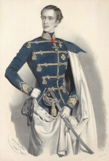 Portrait of Emperor Franz Joseph I of Austria, in Hungarian uniform, c. 1850. Creator: Kaiser, Eduard (1820-1895).