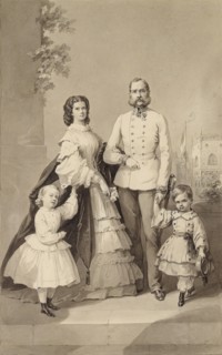 Emperor Franz Joseph I with Empress Elisabeth and their children ..., ca 1860. Creator: Anonymous.