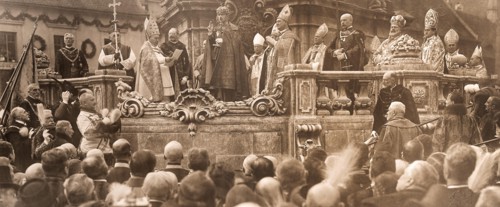 King Charles IV, taking his coronation oath ? in Budapest on 30 December 1916 , 1916. Creator: Anonymous.