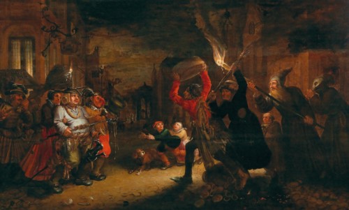 The Fight Between Carnival and Lent, Early 17th cen.. Creator: Vinckboons, David (1576-1629).