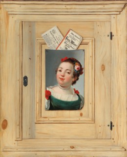 Trompe l'oeil with the portrait of a young woman, 1755. Creator: Juncker, Justus (1703-1767).