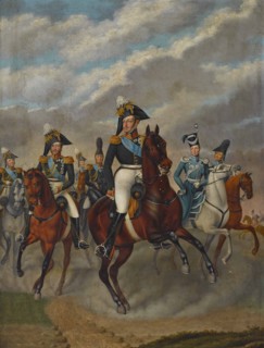 Tsar Nicholas I of Russia with Tsarevich Alexander and his Retinue. Creator: Krüger, Franz (1797-1857).