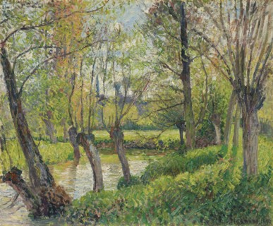 Bords de l'Epte à Êragny, soleil couchant , 1897. Creator: Pissarro, Camille (1830-1903).