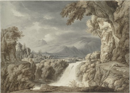 Heroic landscape with waterfall, c. 1790. Creator: Kobell, Franz Innocenz Josef (1749-1822).