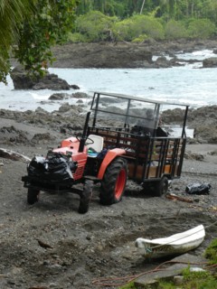 Tractor for transporting tourista and luggage from river arrival at hotel, Costa Rica 2018. Creator: Unknown.