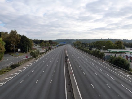 Deserted M27 Motorway due to closure for bridge demolition at Rownhams 2018. Creator: Unknown.