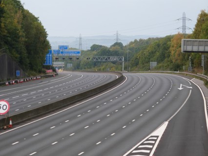 Deserted M27 Motorway due to closure for bridge demolition at Rownhams 2018. Creator: Unknown.