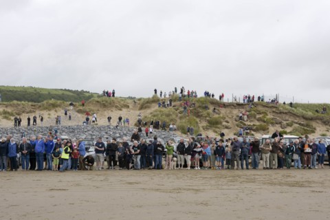 Spectators at Pendine sands July 2015, watching Sunbeam 350hp. Creator: Unknown.
